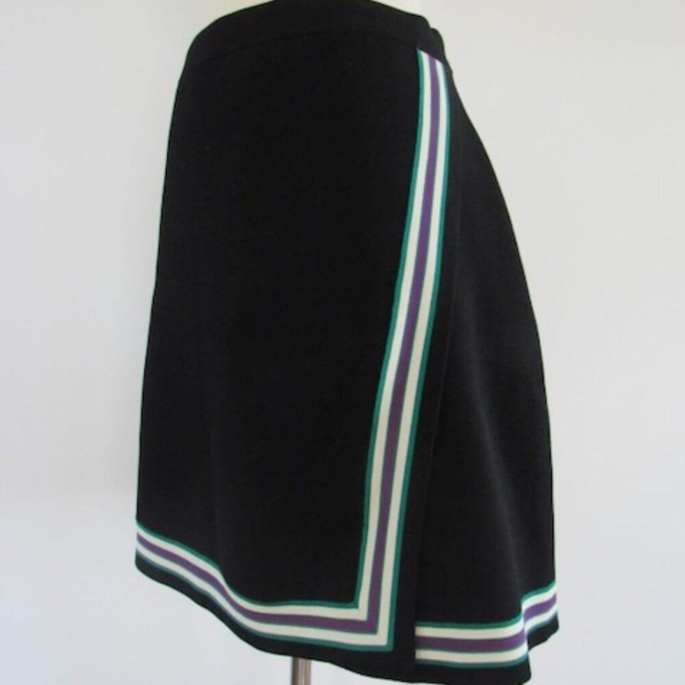 Sandro Paris Elodie Striped Crossover Skirt Noir Stripe Sz M = 2 - Picture 9 of 16